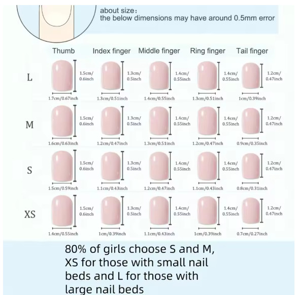 10PCS Blue Ombre Press On Nails Short Ballet Glossy False Nail Tips