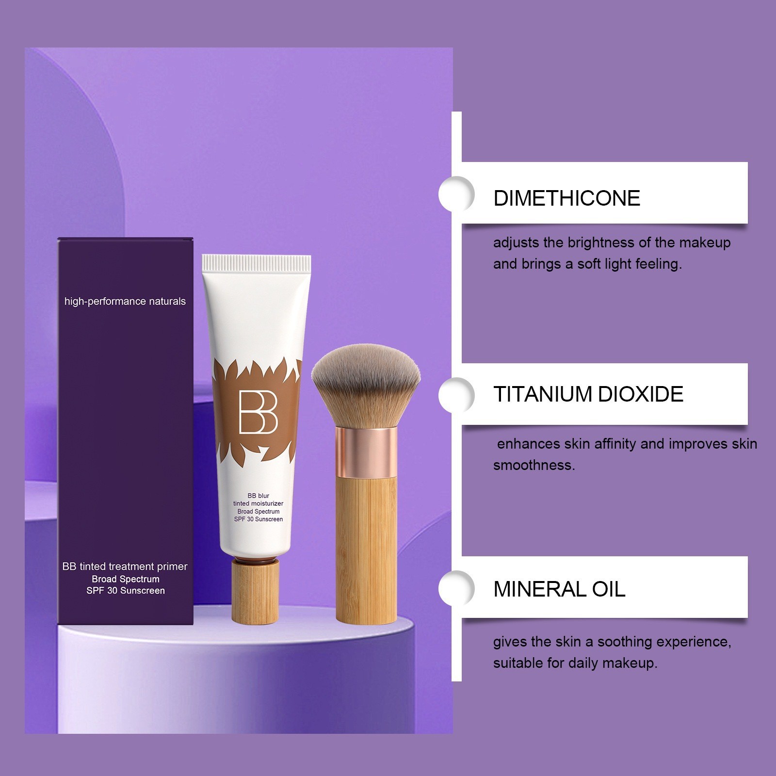 BB Cream Tinted Moisturizer with SPF 30, Hydrating Formula Face Sunscreen for Al
