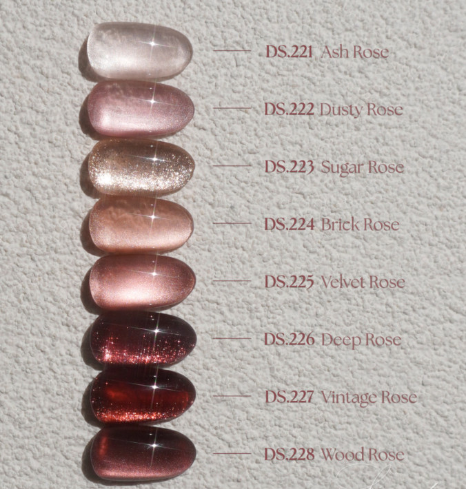 DGEL Dry Rose Cat Eye Gel Polish 8-Color Set | Magnetic Gel Nails | K-Beauty