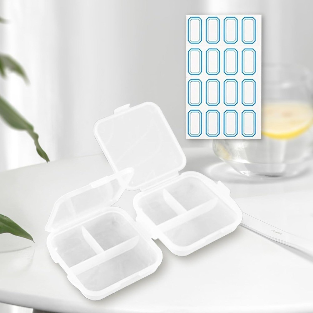 Portable 6 Compartment Pill Organizer Double Lock Travel Pill Box PP