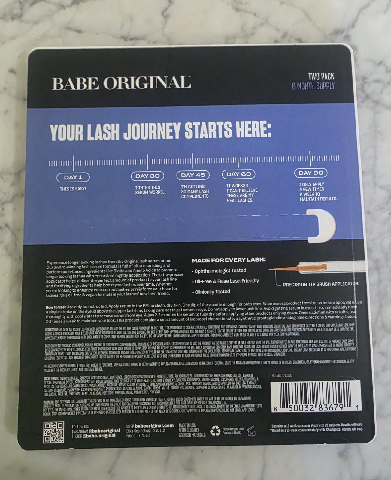 ORIGINAL Babe Eyelash Serum – 2 pack of 0.07 fl oz. BETTER THAN GRANDE LASH!!!