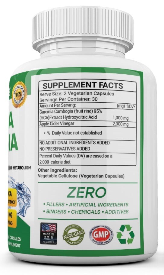 3 x Weight Loss Garcinia Cambogia w/ Apple Cider Vinegar ACV Fat Burner Pills