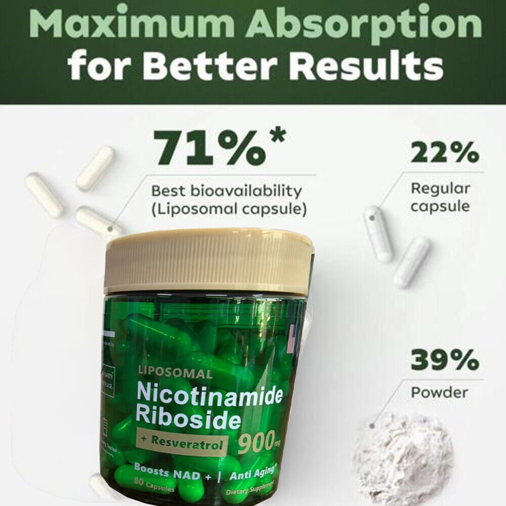 NAD Supplement 5 Pack Anti Aging Energy Support Nicotinamide Riboside Resveratro