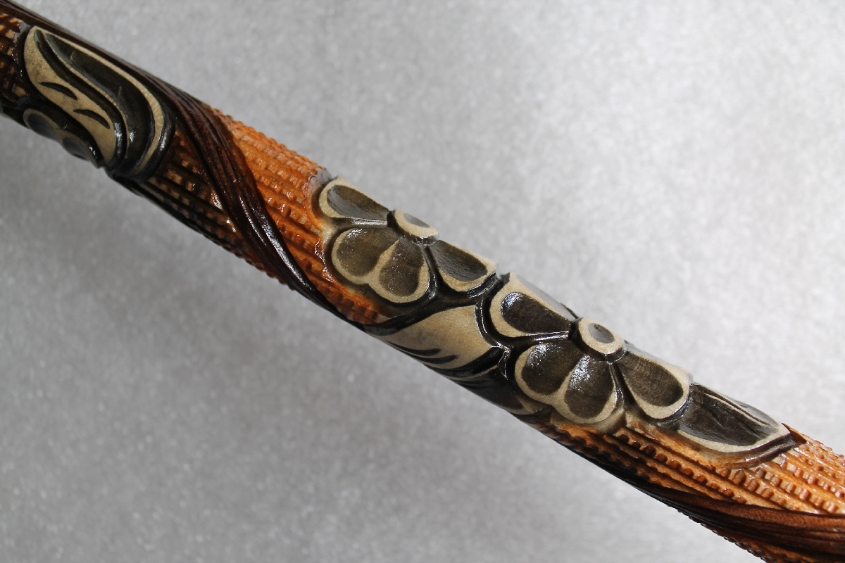 FOX Gorgeous Hand Carved Wooden Folk Art Linden 36″ WALKING STICK Cane Ukraine