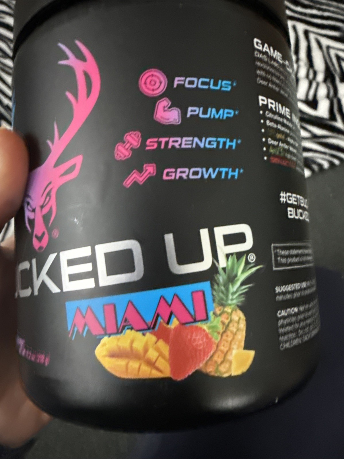 BUCKED UP Pre-Workout – Strawberry/Mango/Pineapple – 11.2oz – Miami