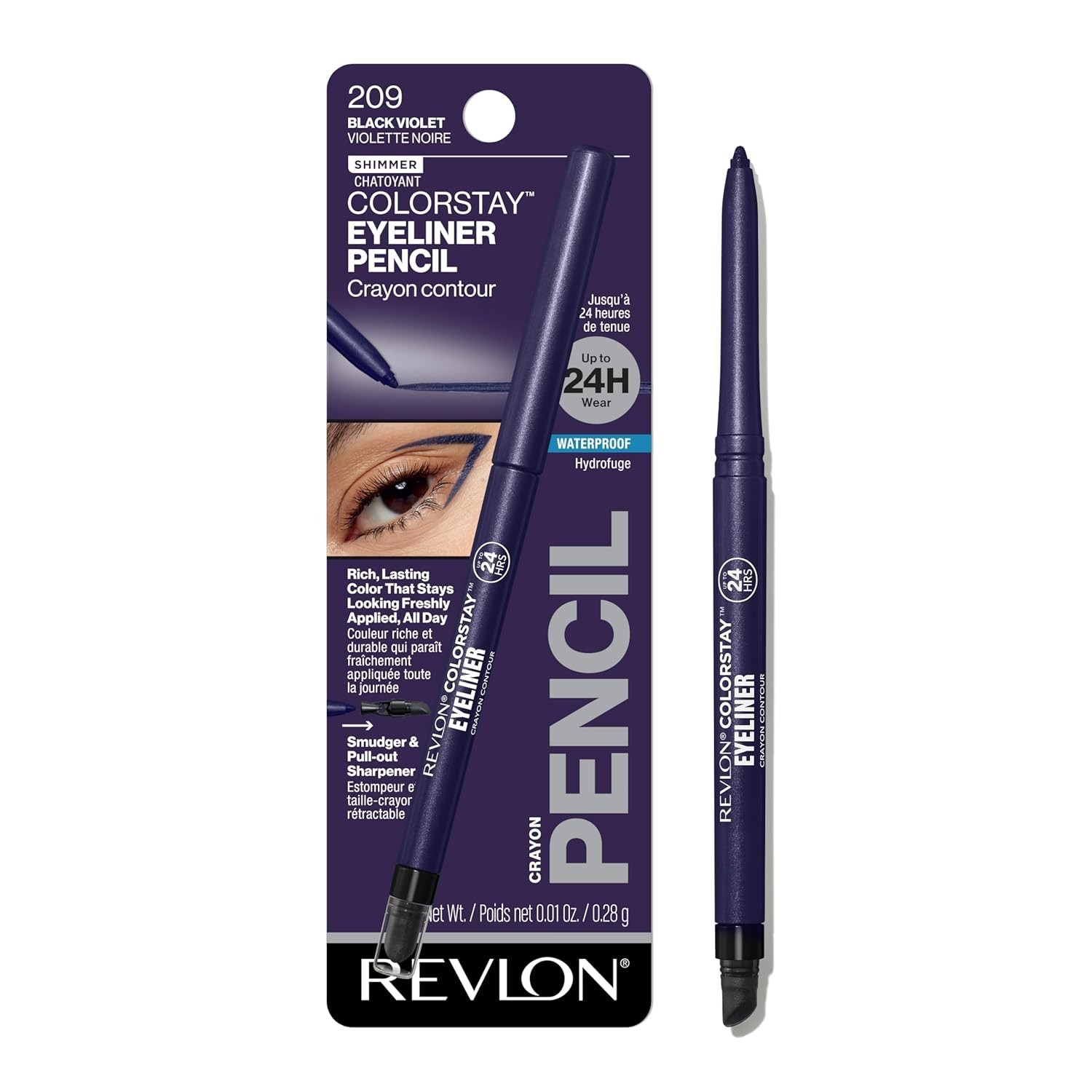 Revlon ColorStay 209 Black Violet Waterproof Eyeliner, Shimmer Finish, 0.01 oz