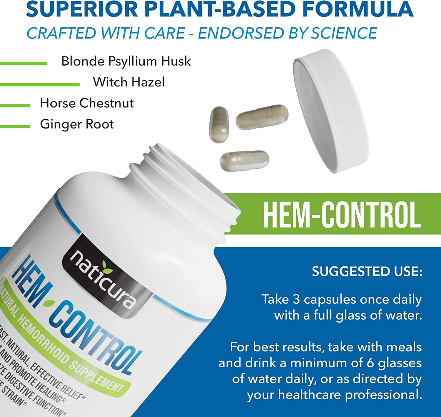 Hem-Control – Fast Effective Hemorrhoid Treatment Supplement – Powerful Formula