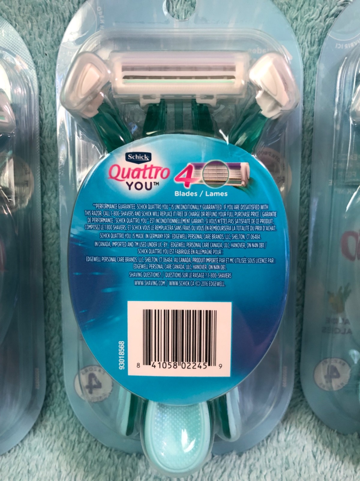 3 Schick Quattro YOU Sensitive Skin Women’s Disposable Razor 4 Blade 4 Razors