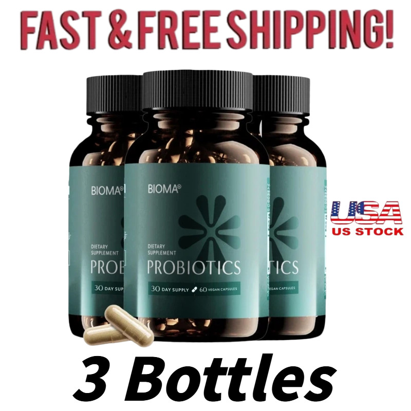 3 Pack BIOMA Probiotics Digestive Health Gut Support for Men & Women 60 Capsules