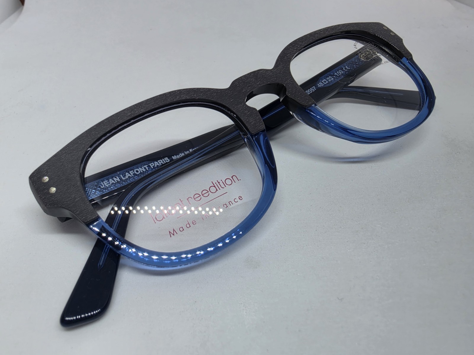 JEAN LAFONT PARIS MILES 2057 WOOD BLUE EYEGLASSES NEW AUTHENTIC FRANCE