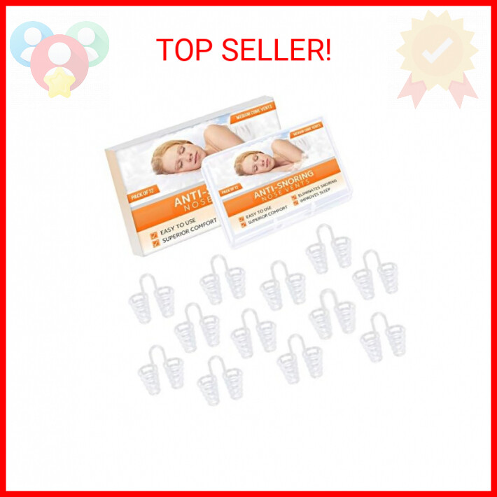 Nose Relief Nasal Dilator – (Pack of 12 Medium Size) Hard Silicone Vents