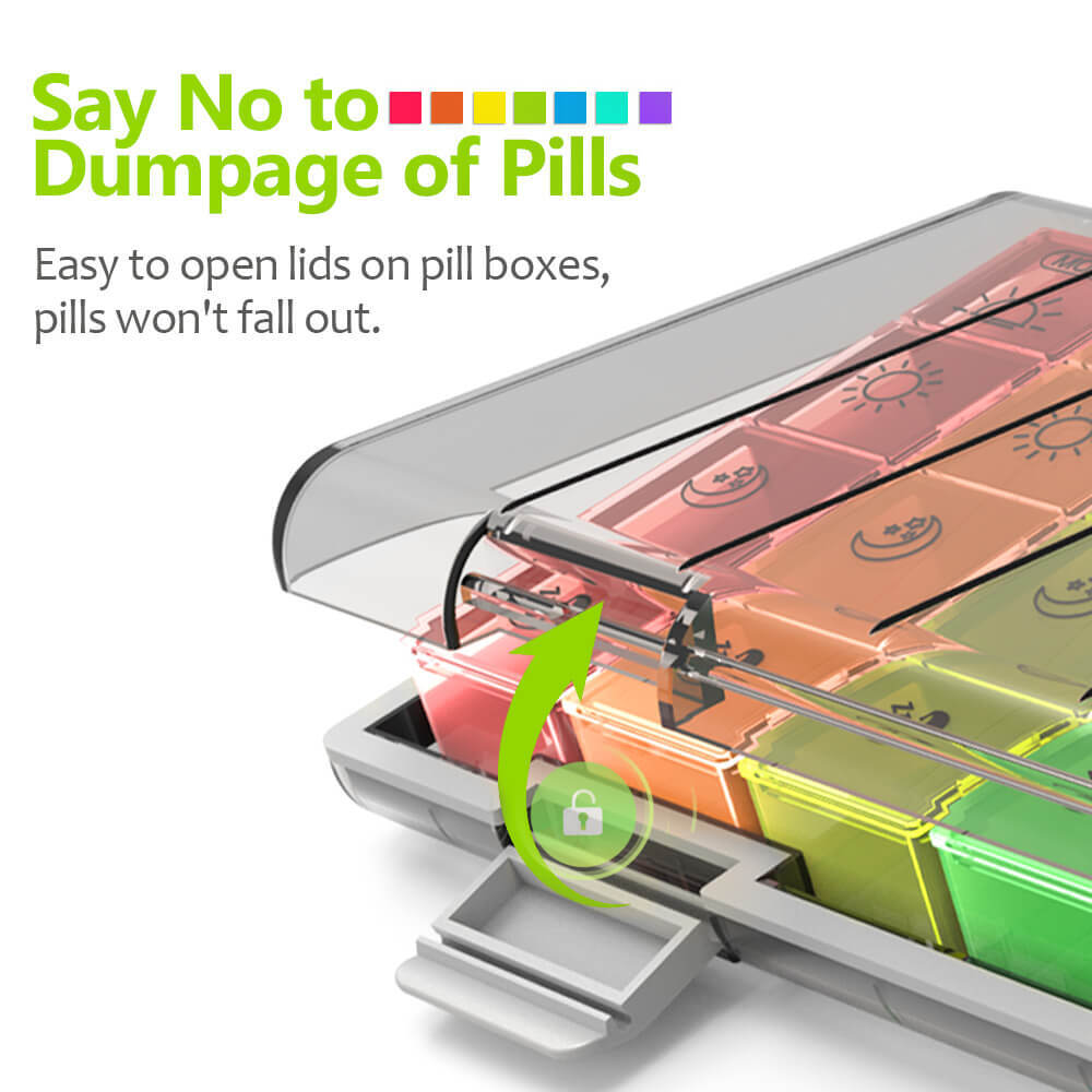 7 Day Pill Organiser Moisture-Proof Dust-Proof Large Weekly Pill Box for Fish US