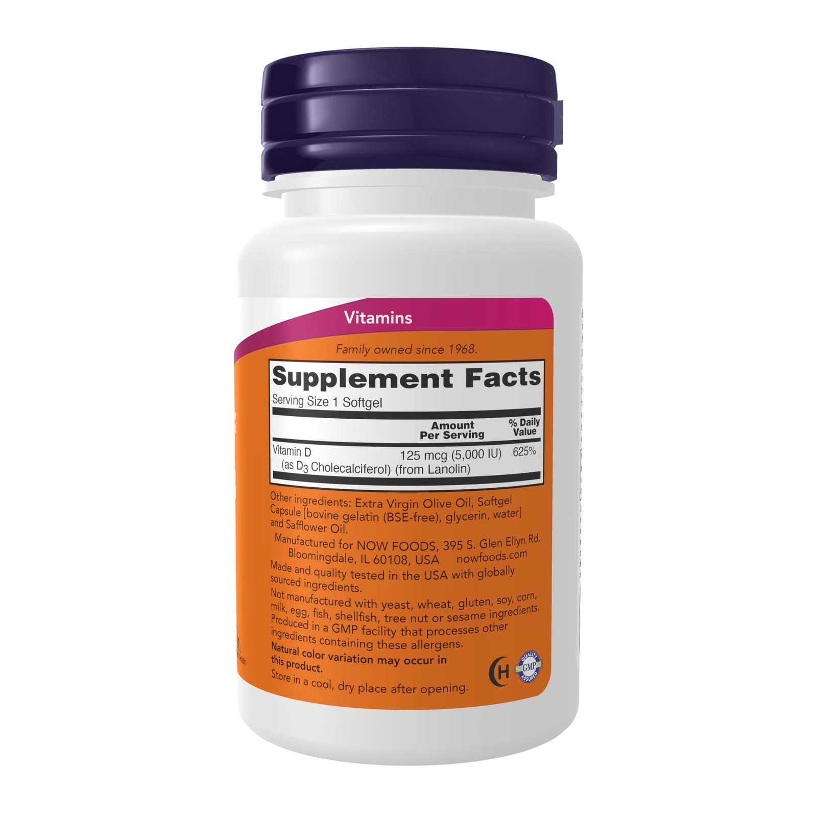 NOW Foods Supplements, Vitamin D-3 5,000 240 Count (Pack of 1), Yellow/Green