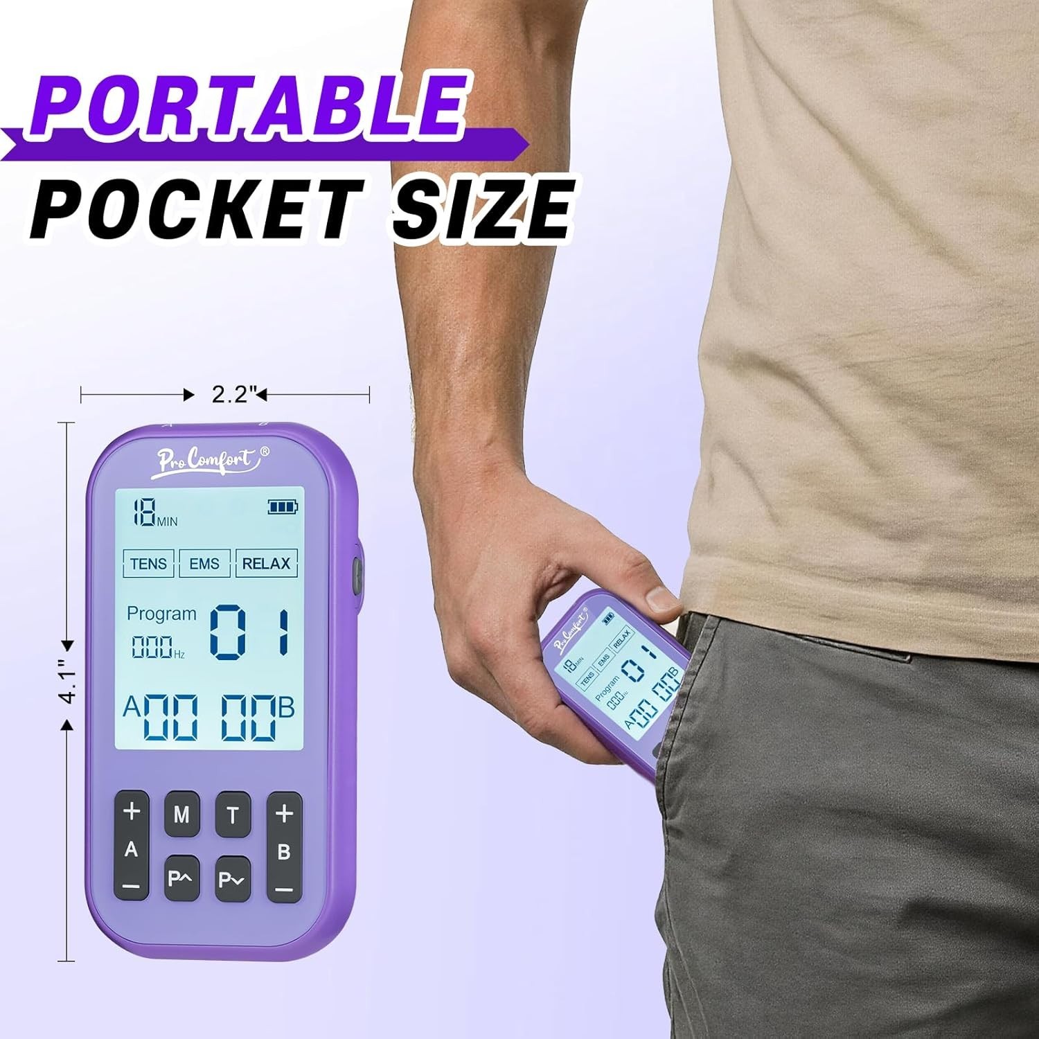 3-in-1 TENS EMS Muscle Stimulator Rechargeable Massager 10 Pads 60 Modes