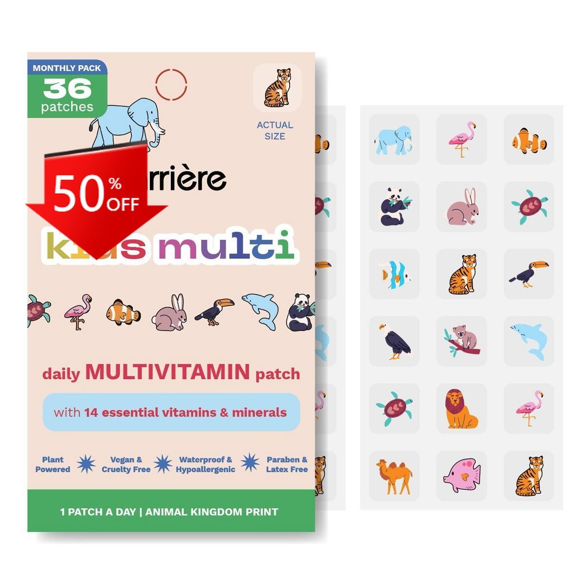 barriere Kids’ Multivitamin Animal Kingdom Patches -36ct:Patch,Health And Beauty