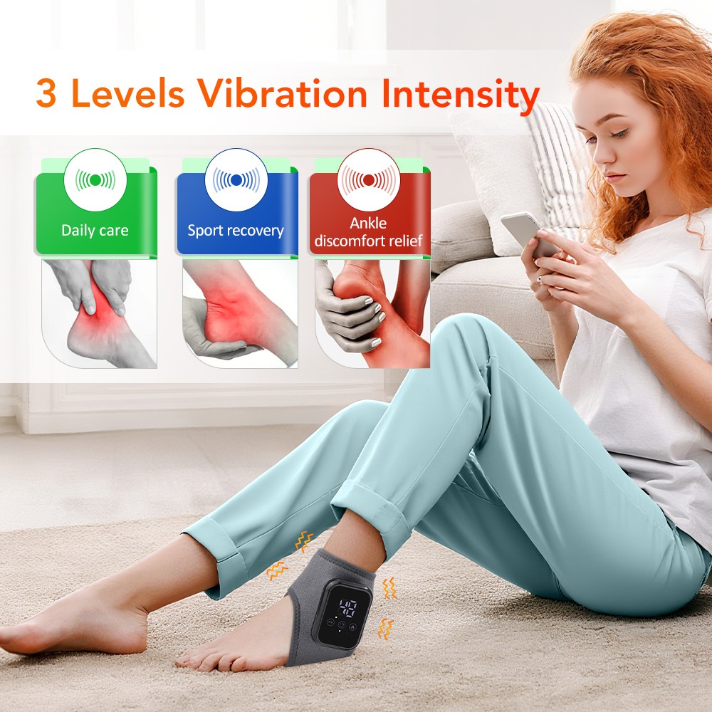 Cordless Foot and Ankle Massager Brace for Pain Relief Heating Vibration Therapy