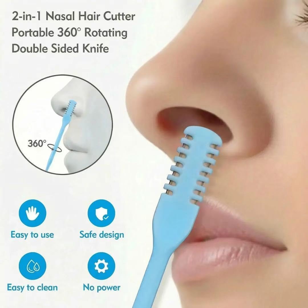 5PCS 2-in-1 Manual Nose Hair Trimmer 360° Rotating Portable Grooming Kit