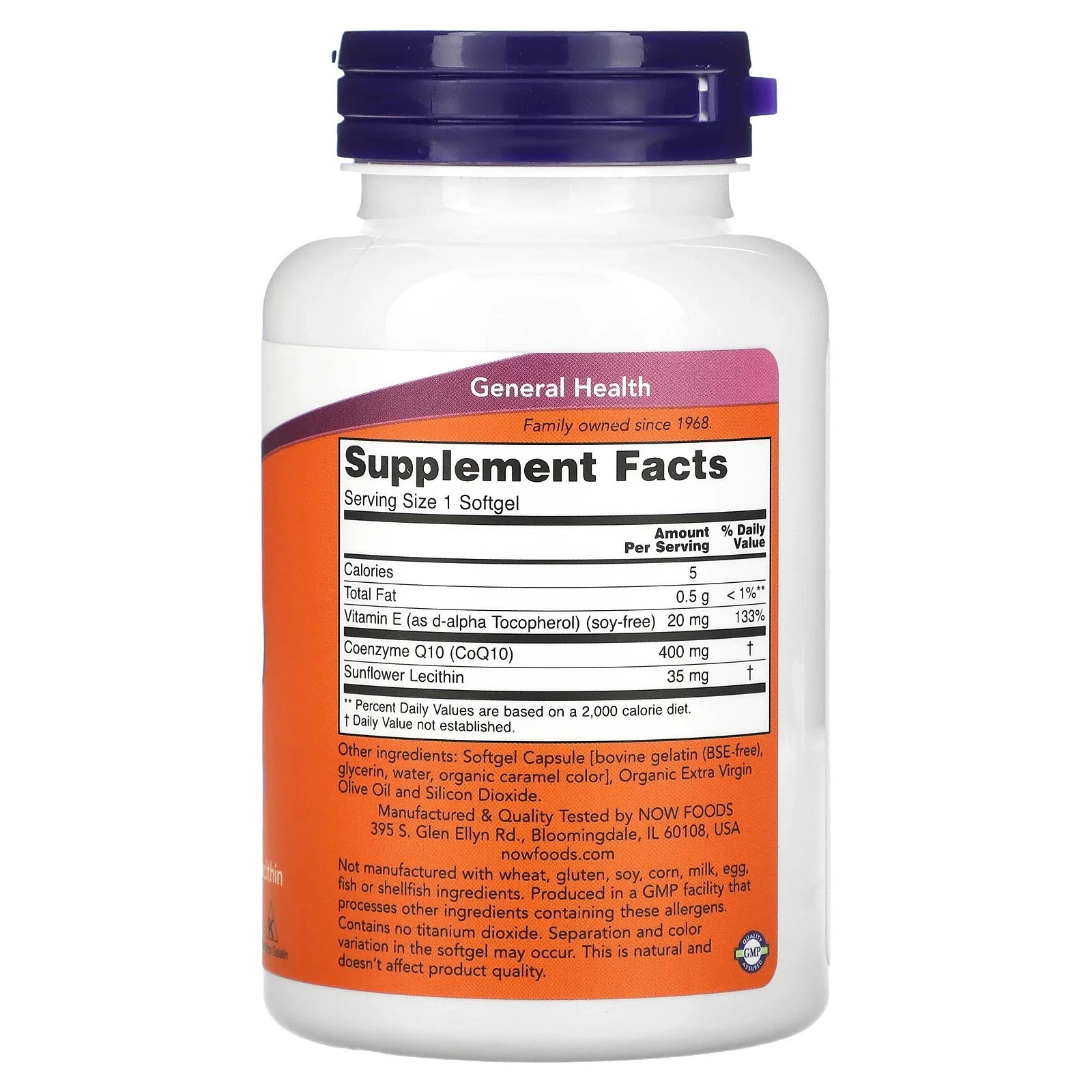 Now Foods CoQ10 400 mg 60 Softgels EXP 11/2030