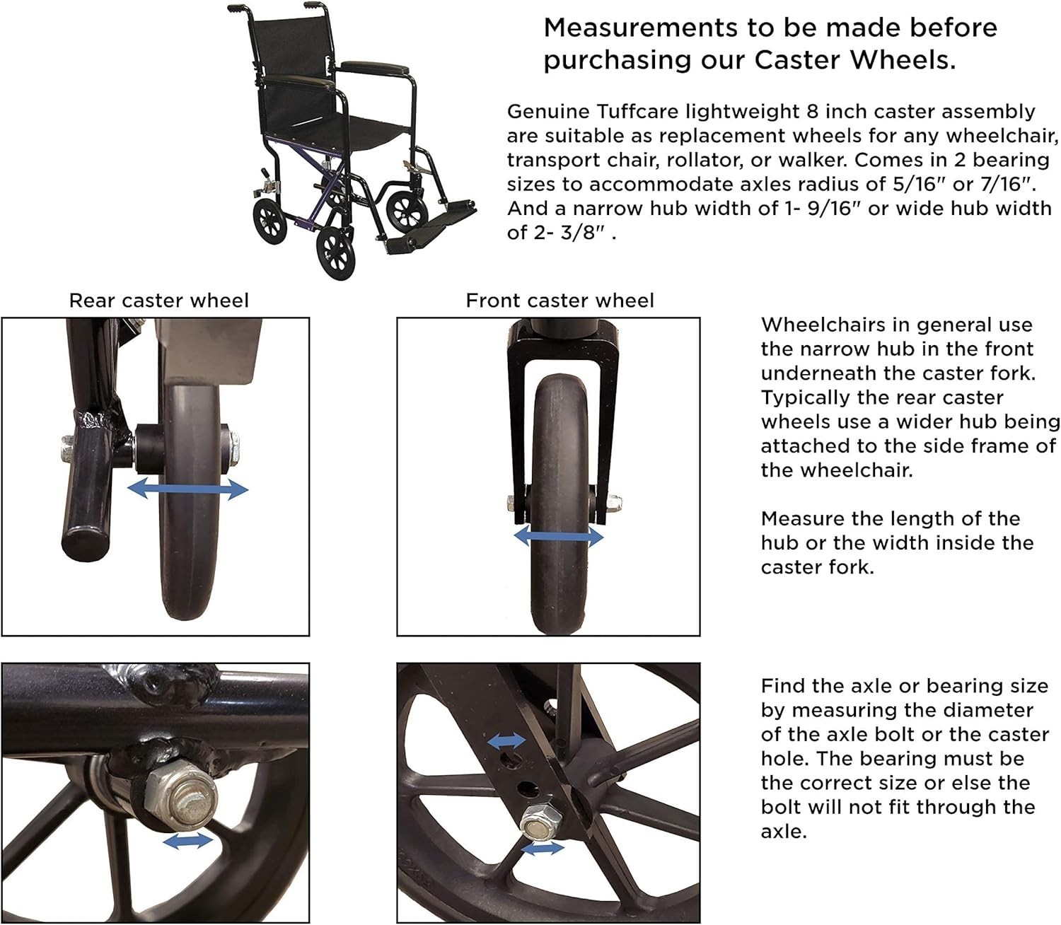 Smooth Rolling 8″ Wheelchair Caster Wheel – Perfect for Indoor & Outdoor Use