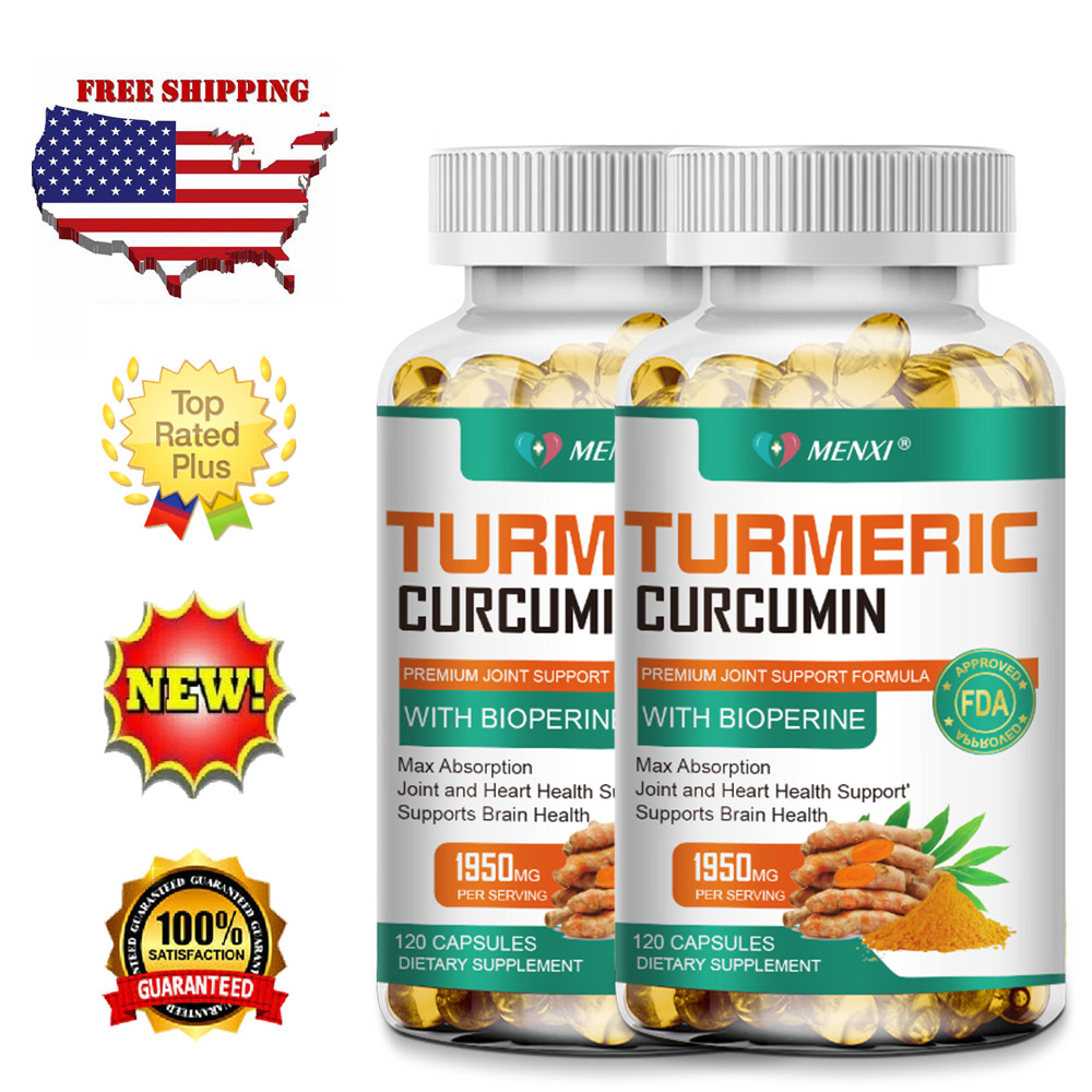 240 Turmeric Curcumin Caps Highest Potency 95% 1950mg with Black Pepper Extract