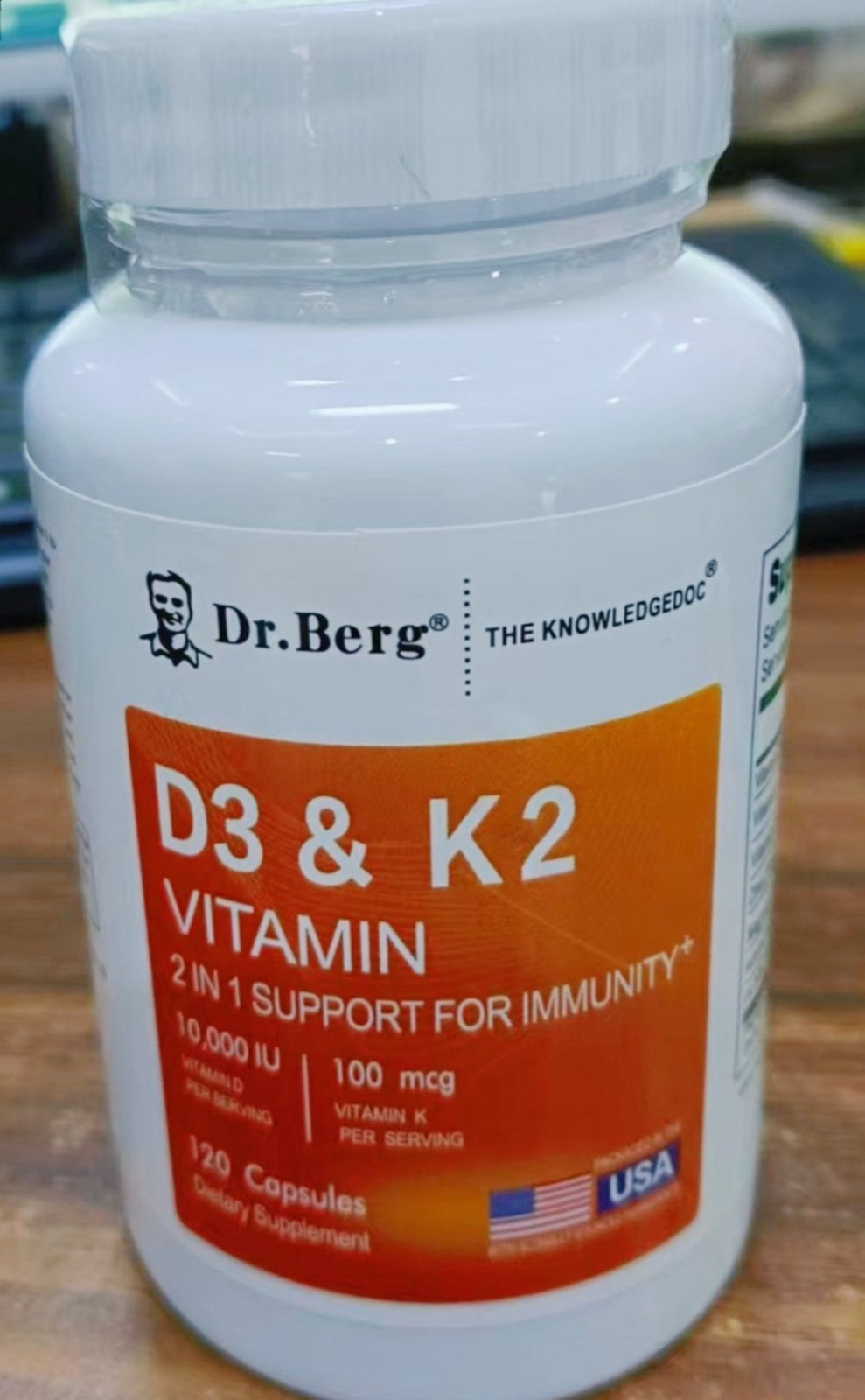 Dr. Berg’s Nutritionals 100mg Vitamin D3 &K2 Supplement – 120 Capsules