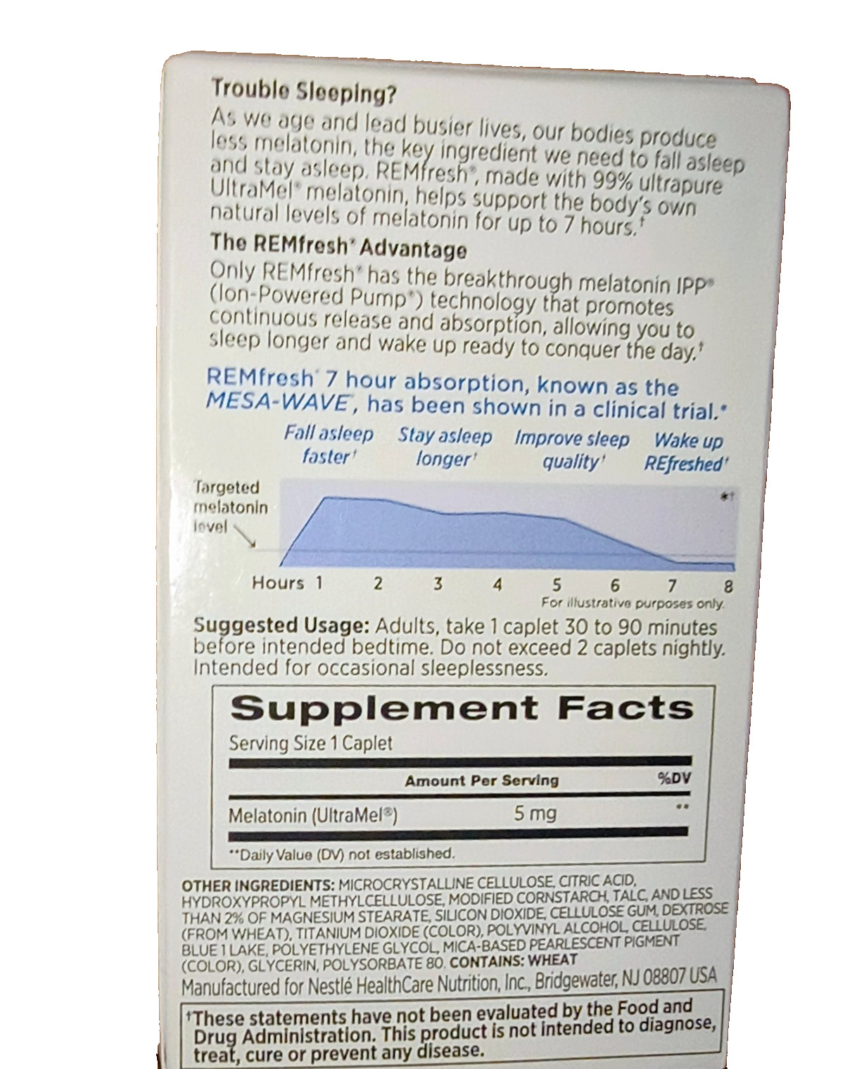 REMfresh 5mg Ion-Powered Melatonin 36 Caplets Sleep NEW SEALED 3/2025