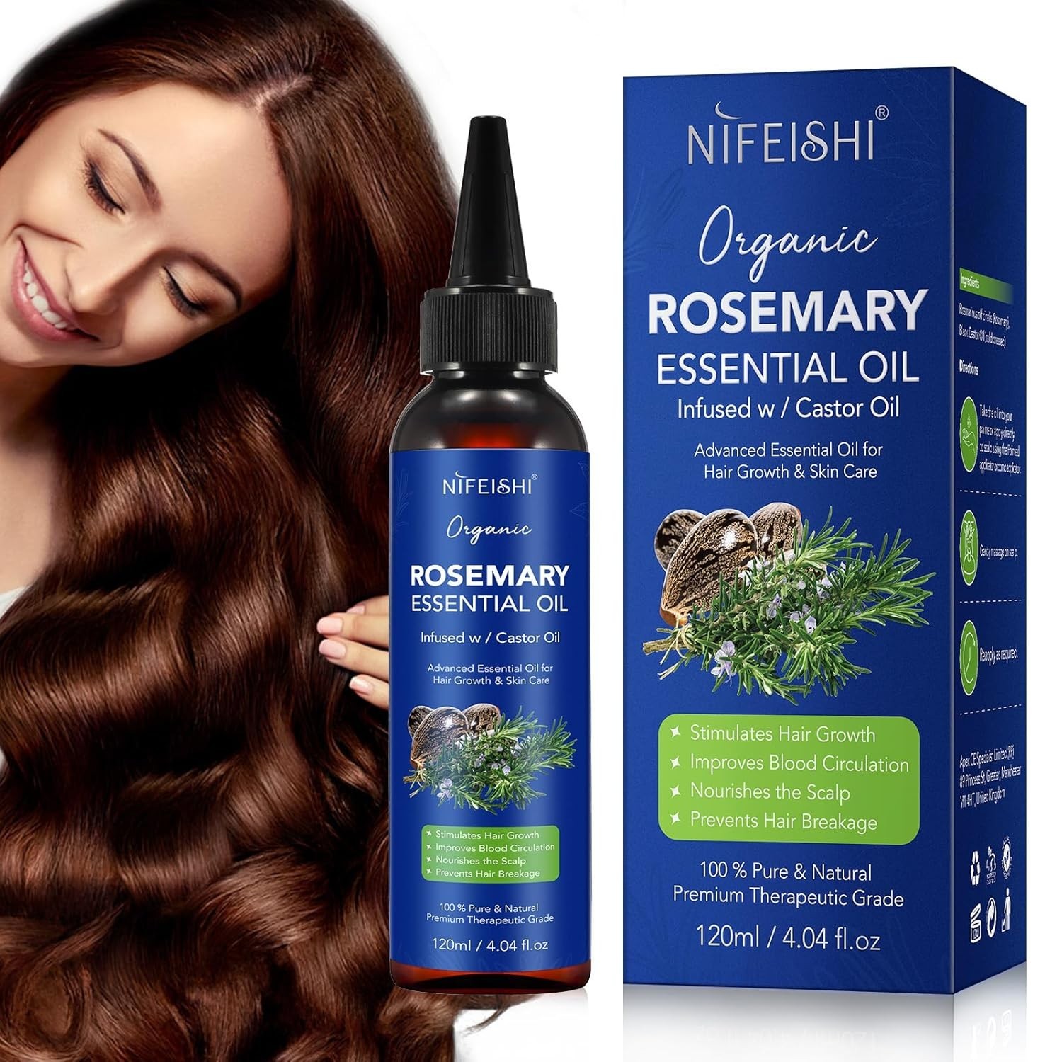 Organic Rosemary Essential Oil for Hair Growth & Skin Care, 100% Pure & Natural