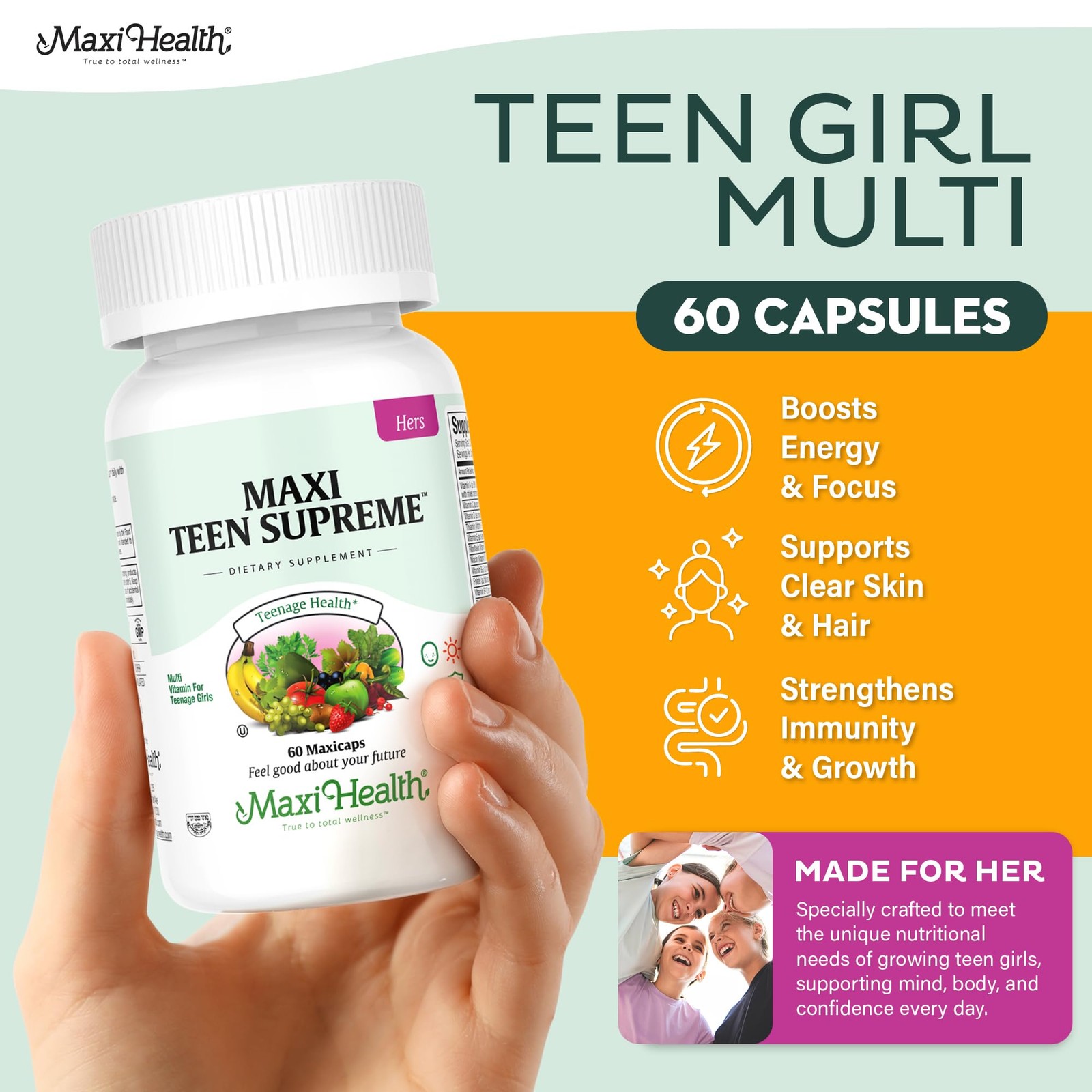 Teen Vitamins for Girls 12-17 – Multivitamin 60 Count (Pack of 1)