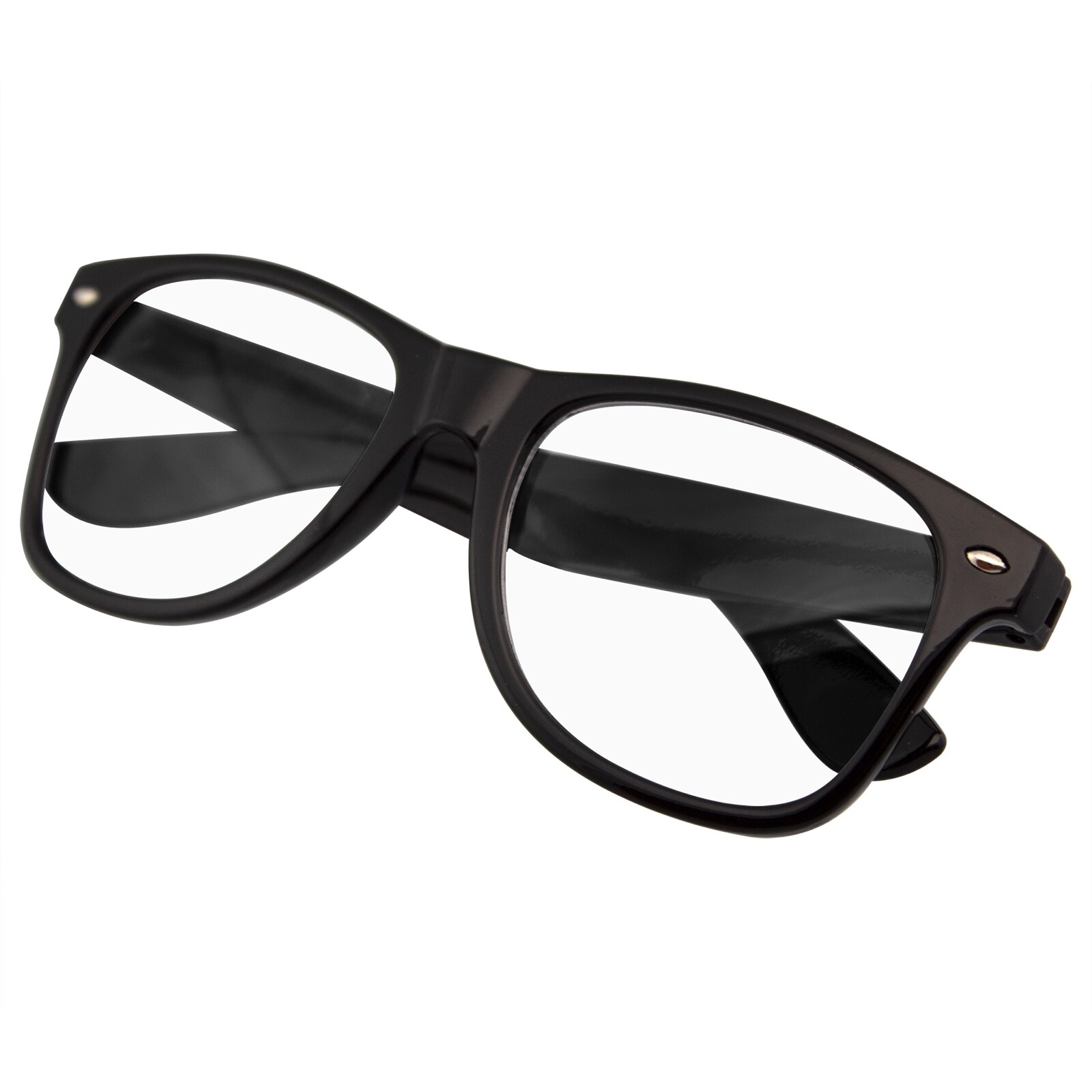 MENS WOMENS NERD BLACK GEEK GLASSES GLOSSY CLEAR LENS Clear frame sunglasses