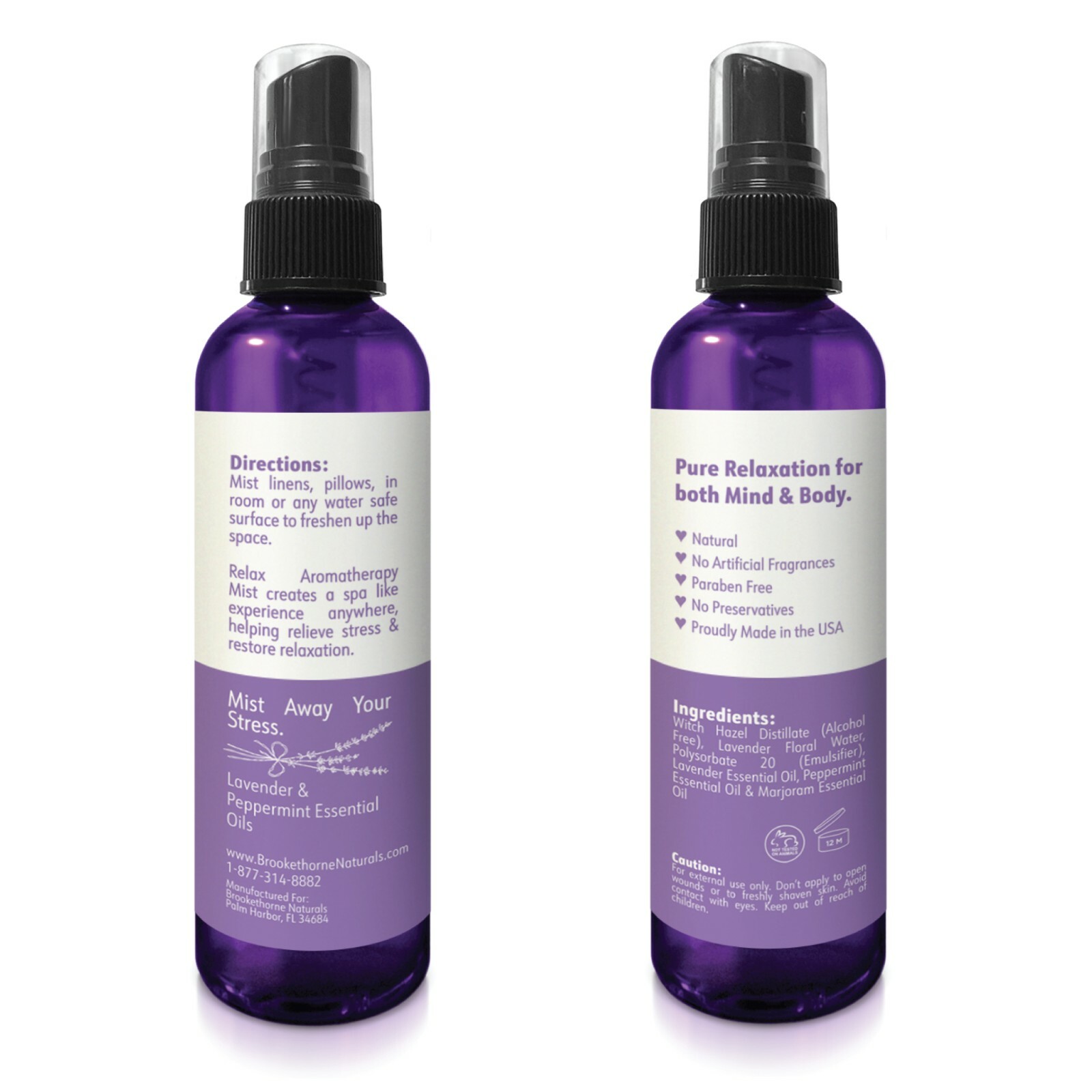 Relax Aromatherapy Spray – Lavender & Peppermint – Room, Linen & Pillow Mist 4oz