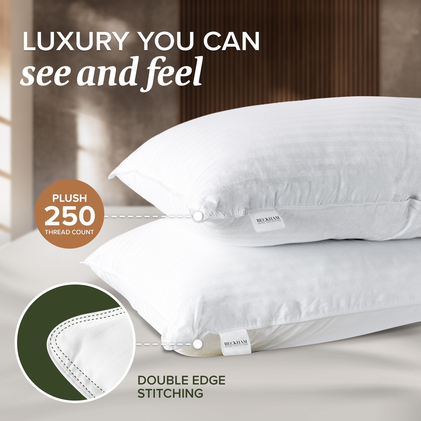 Beckham Hotel Collection Queen Size White Pillow Protector with Zipper Set of…