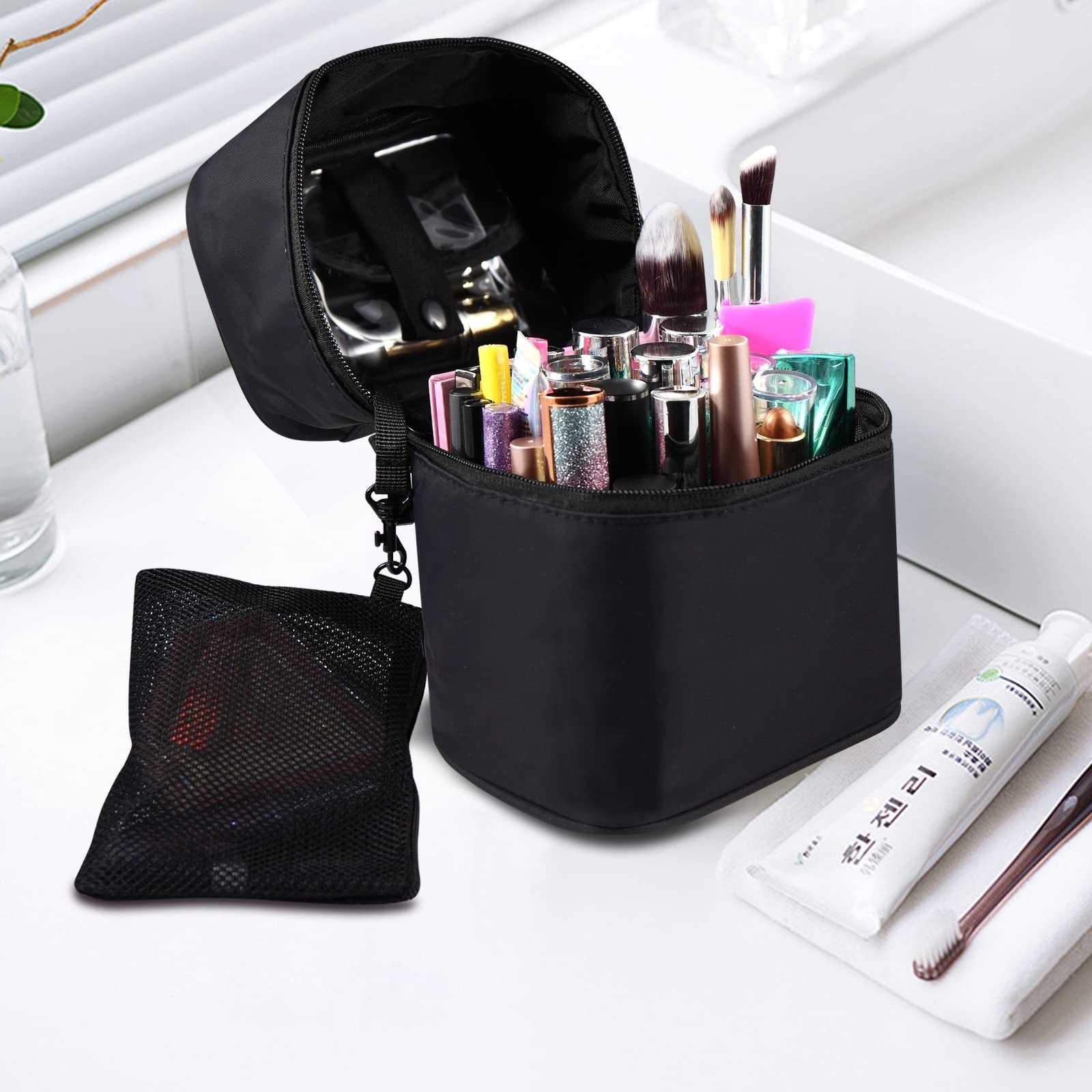 Makeup Brush Organizer Makeup Bag Brushes Set Case 7.5×5.5×4.4 Inch Professio…