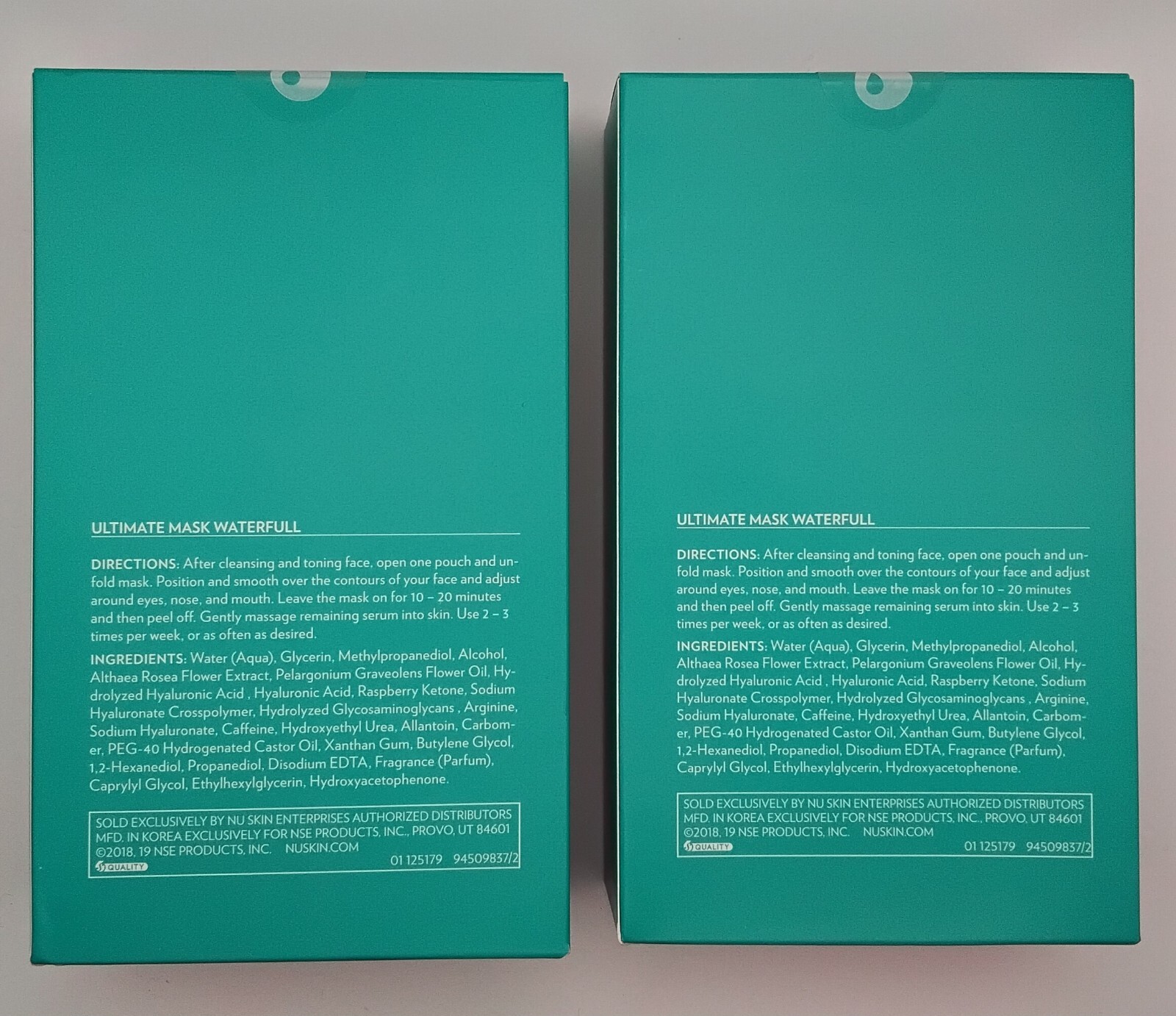 Nu Skin Ultimate Mask Waterfull New sealed 2 pack(16 Masks)Exp 05/2027 FREE SHIP