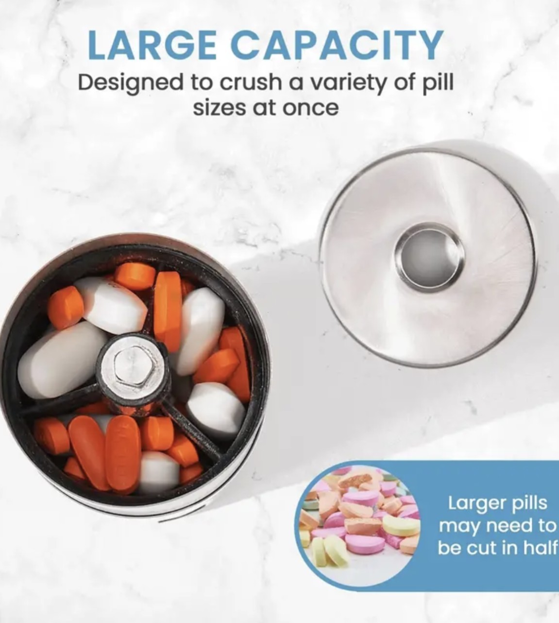 Pill Grinder Stainless Steel Pill & Tablet Crusher / Mill – Compact – Travel