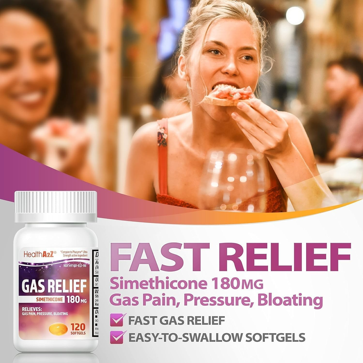 120 Count Simethicone 180mg Softgels – Quick Relief for Gas & Stomach Pressure
