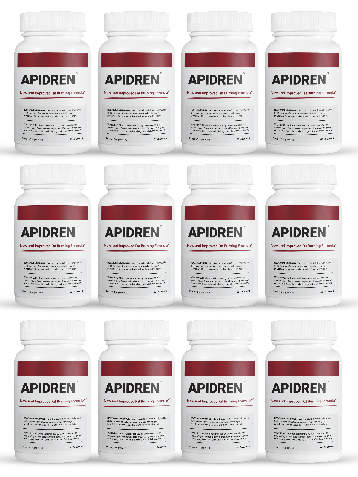 12 Pack Apidren, formula to help you burn fat-60 Capsules x12