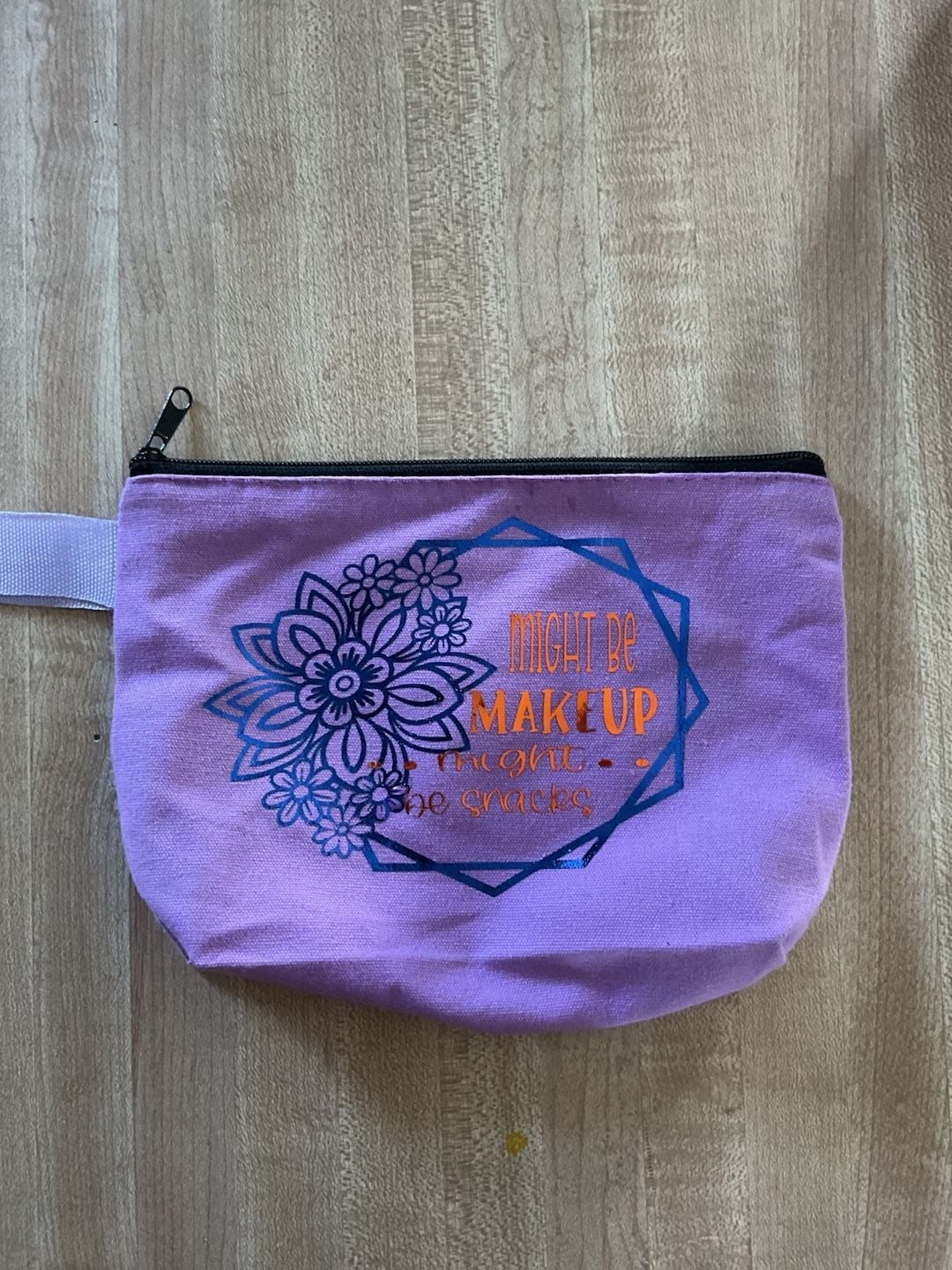 Purple Canvas Makeup and Snacks Zipper Pouch