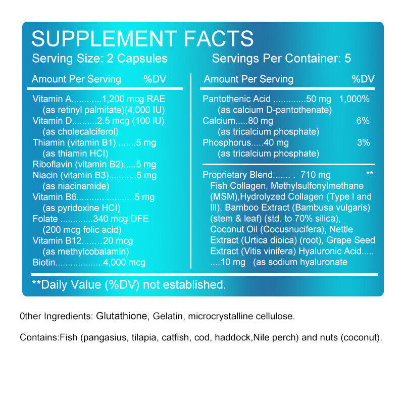 120 capsules Multi Collagen Complex Dietary Supplement For Hair Skin Nails Bone