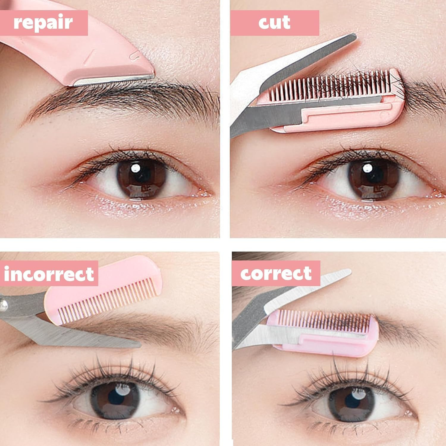 Eyebrow Trimmer Grooming Scissors Eyelash Thinning Shears Brow Shaping Tool Set