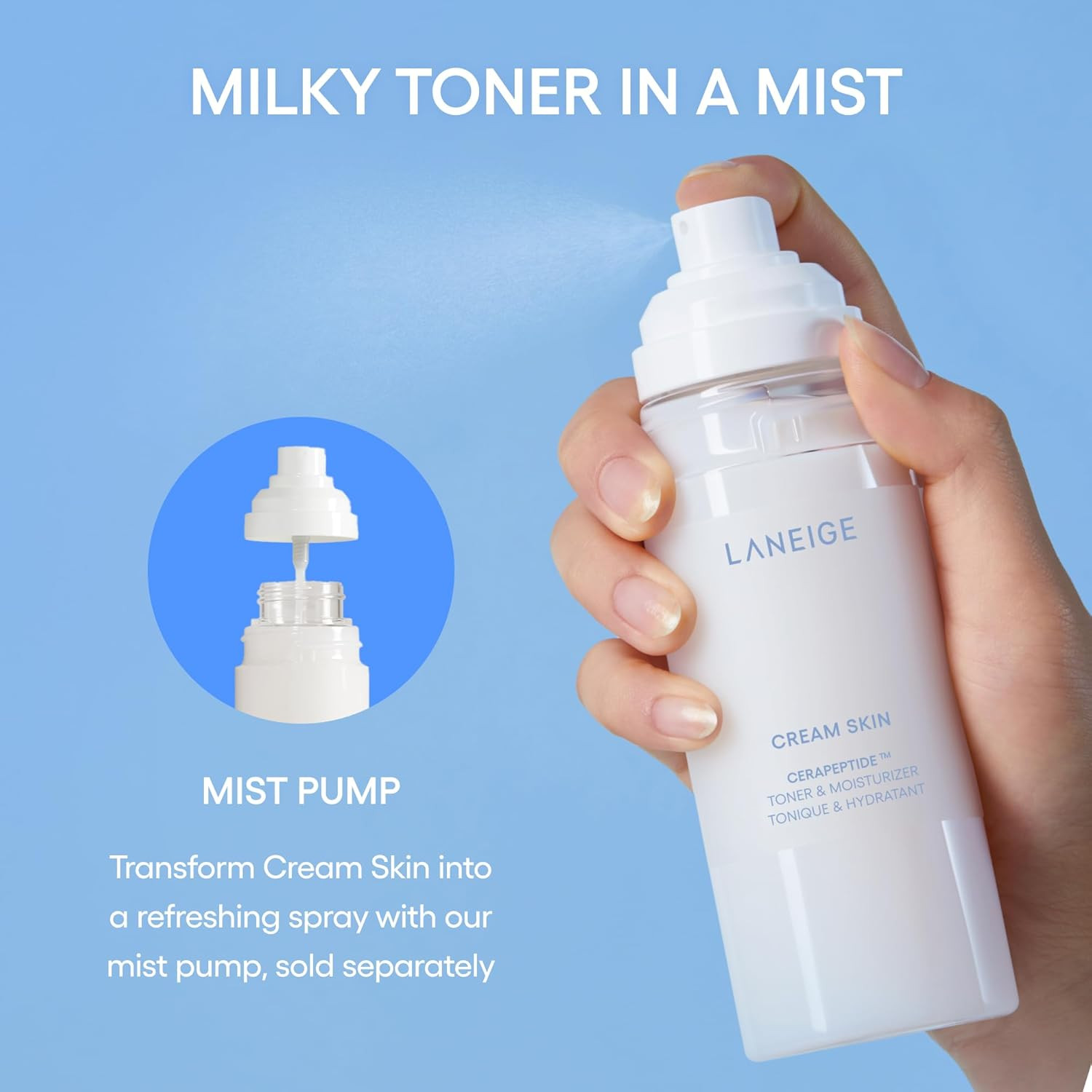 LANEIGE Cream Skin Toner & Moisturizer: Lightweight Refillable Korean Milky Tone