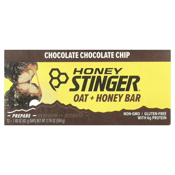 Honey Stinger Oat + Honey Bar, 12 Pack, (Chocolate Chip) for Snack, Energy