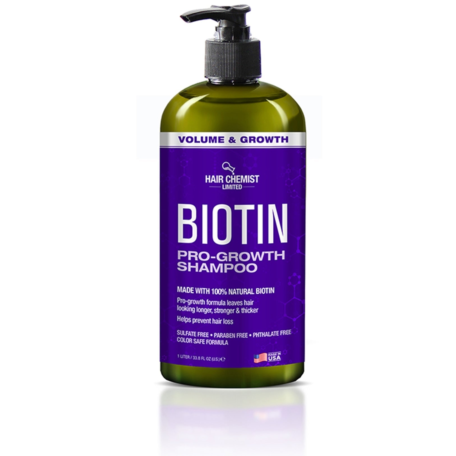 Hair Chemist Biotin Pro-Growth Shampoo & Conditioner Set – Includes 33.8oz Shamp