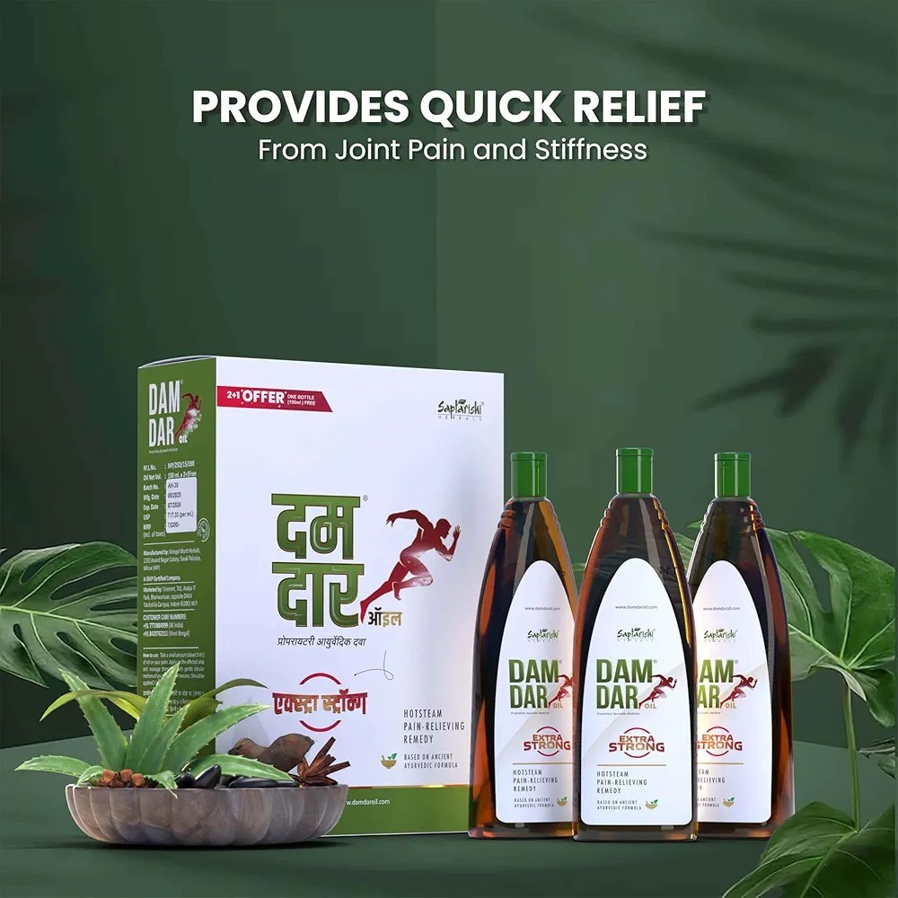 Damdar Oil – The World’s 1st Hotsteam Joint Pain Relieving Oil PACK OF 3* 150ml