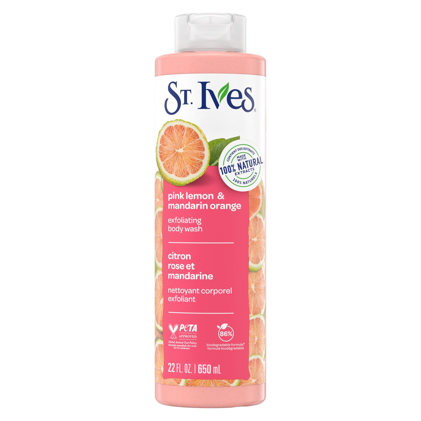St. Ives Body Wash Pink Lemon and Mandarin 22 Fl Oz (Pack of 1), No Color