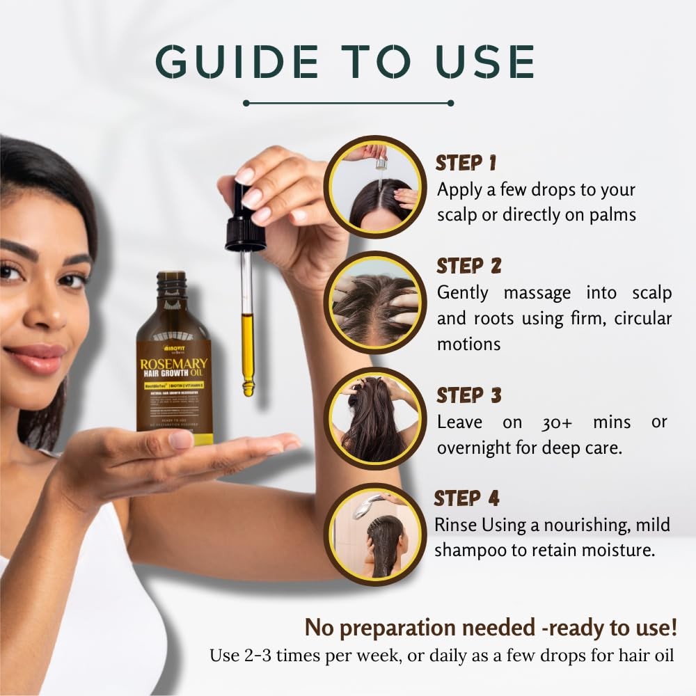 Rosemary Oil For Hair Growth (3.4 Fl Oz) Infused With Biotin, Vitamin E, Almo…