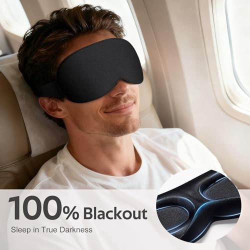 Sleep Mask for Men Women – 100% Blackout Eye Masks for Sleep – 3D Soft Sleeping