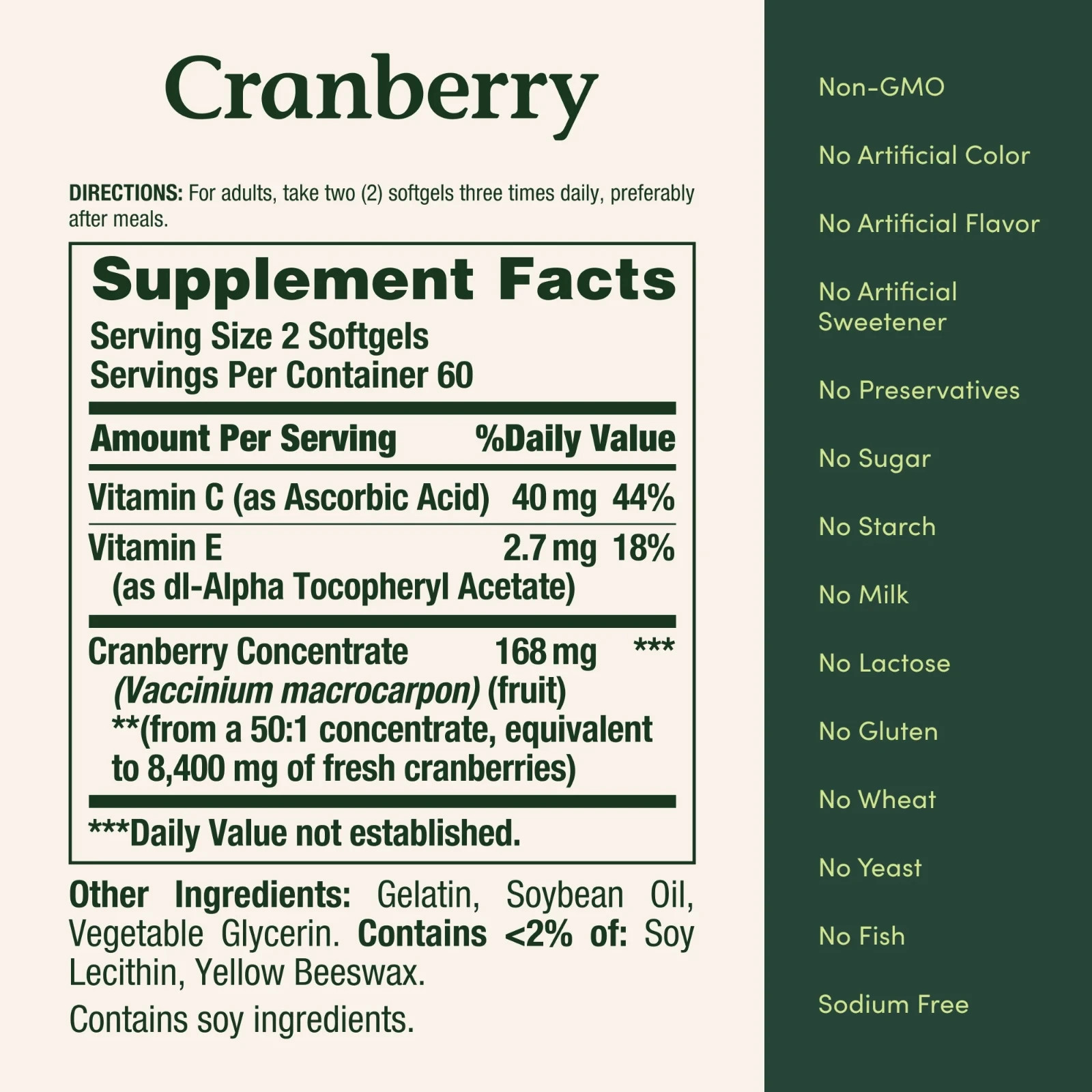 Nature’S Bounty Cranberry Supplement Vit C Urinary Health 4200Mg 120 Softgels