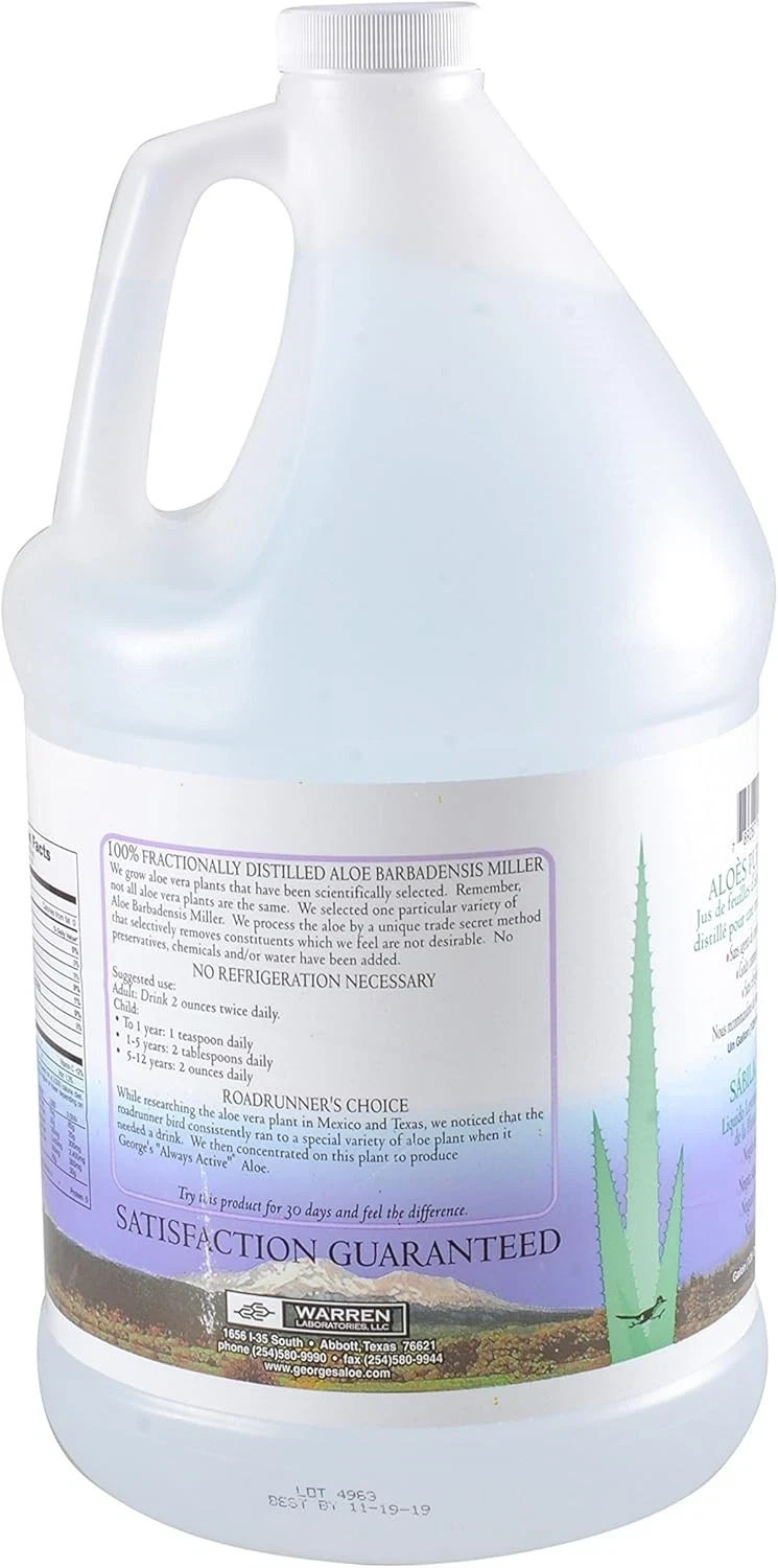 Warren Laboratories George’s 100% Aloe Vera Liquid 128 fl. oz Each (Pack of 2)