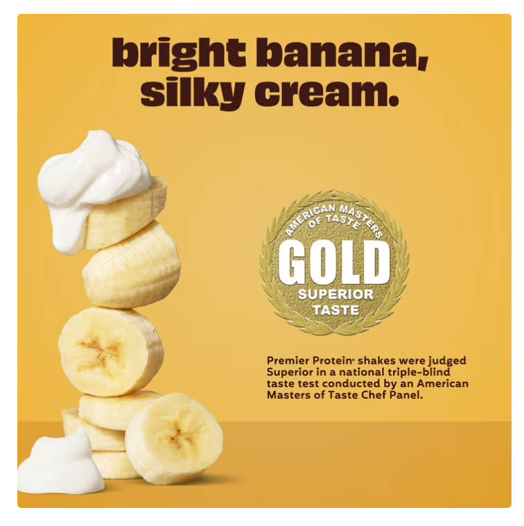 Premier Protein Shake, Bananas & Cream, 30g Protein, 11.5 fl oz, 12 Ct