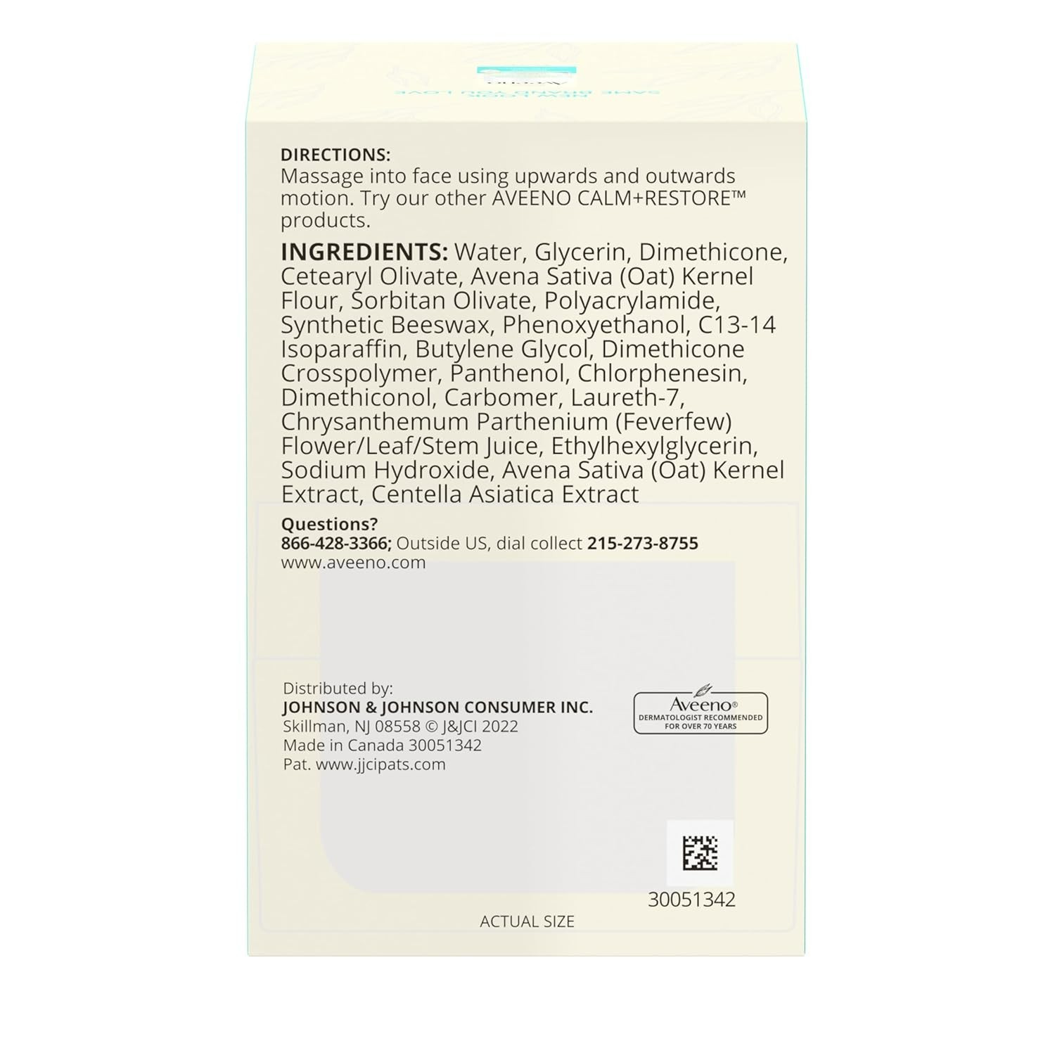 2 Aveeno Calm + Restore Oat Gel Moisturizer Sensitive Skin, Frag Free, 1.7 Oz Ea